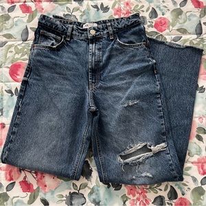 Zara Distressed Wide Leg Jeans